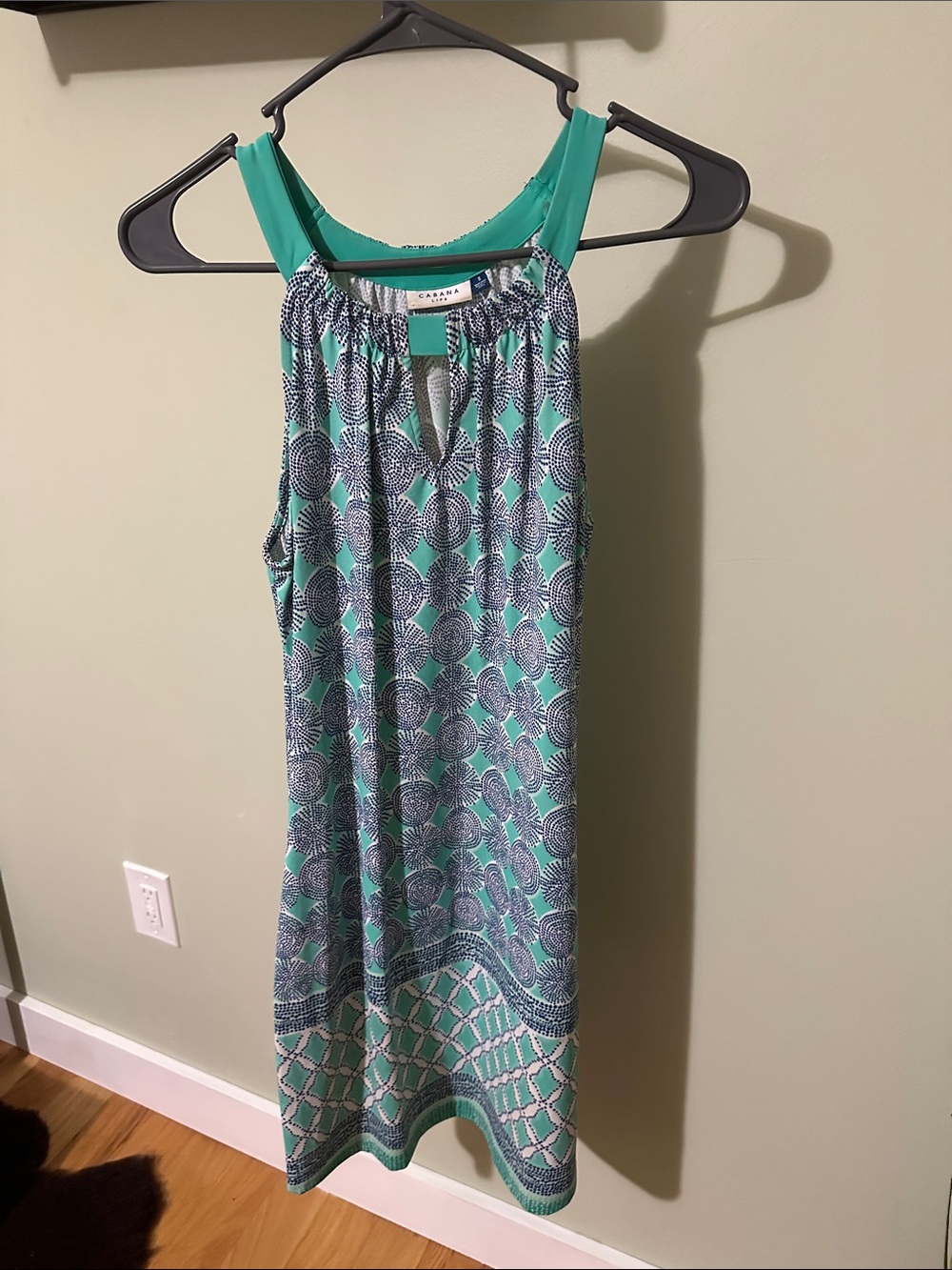 Cabana Life Teal and Navy Halter Swim Coverup Dress
